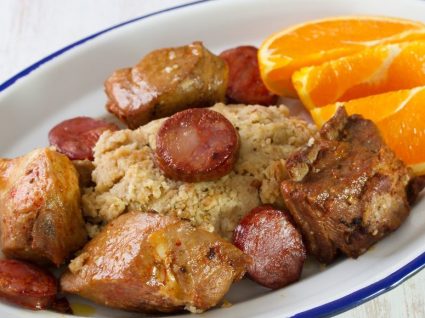 Entrecosto Frito com Migas